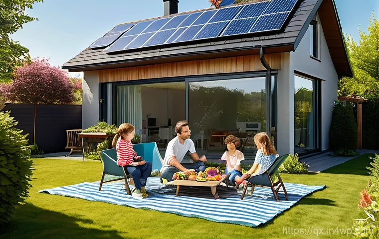 태양광 발전 설치 시 고객의 요구 사항 - **Prompt 1: Family enjoying a solar-powered home.**
A bright, modern, and inviting single-family...