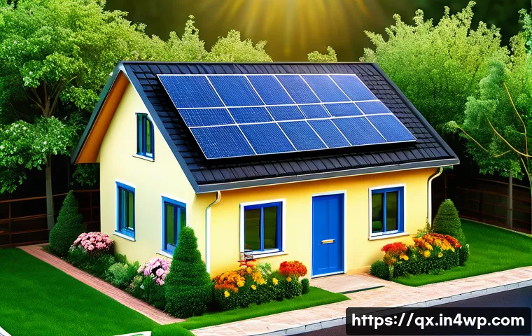 태양광 발전 설치를 위한 기후 조건 - A suburban house with solar panels on the roof, generating electricity on a sunny day. Show a smart ...