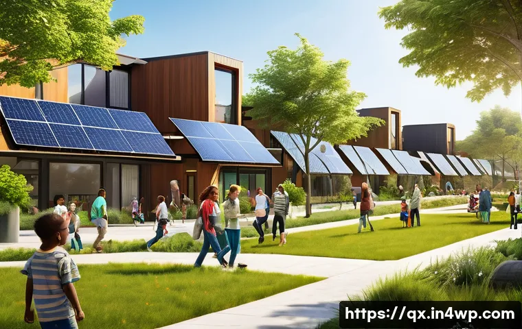 태양광 발전 설치를 위한 지역 커뮤니티 지원 - **Image Prompt 1: A vibrant, diverse community collaboratively building a sustainable future with so...