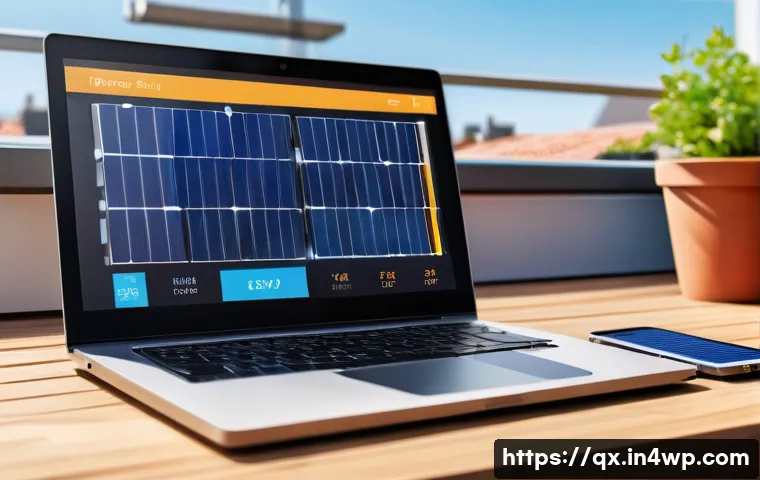 태양광 발전 설치 후 성과 측정 방법 - A detailed and realistic solar power monitoring setup showing a modern inverter display and smart mo...