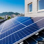 Home 19 태양광 발전 설치를 위한 미니멀리즘 접근법 - A sleek, modern rooftop solar panel installation featuring high-efficiency monocrystalline panels ti...